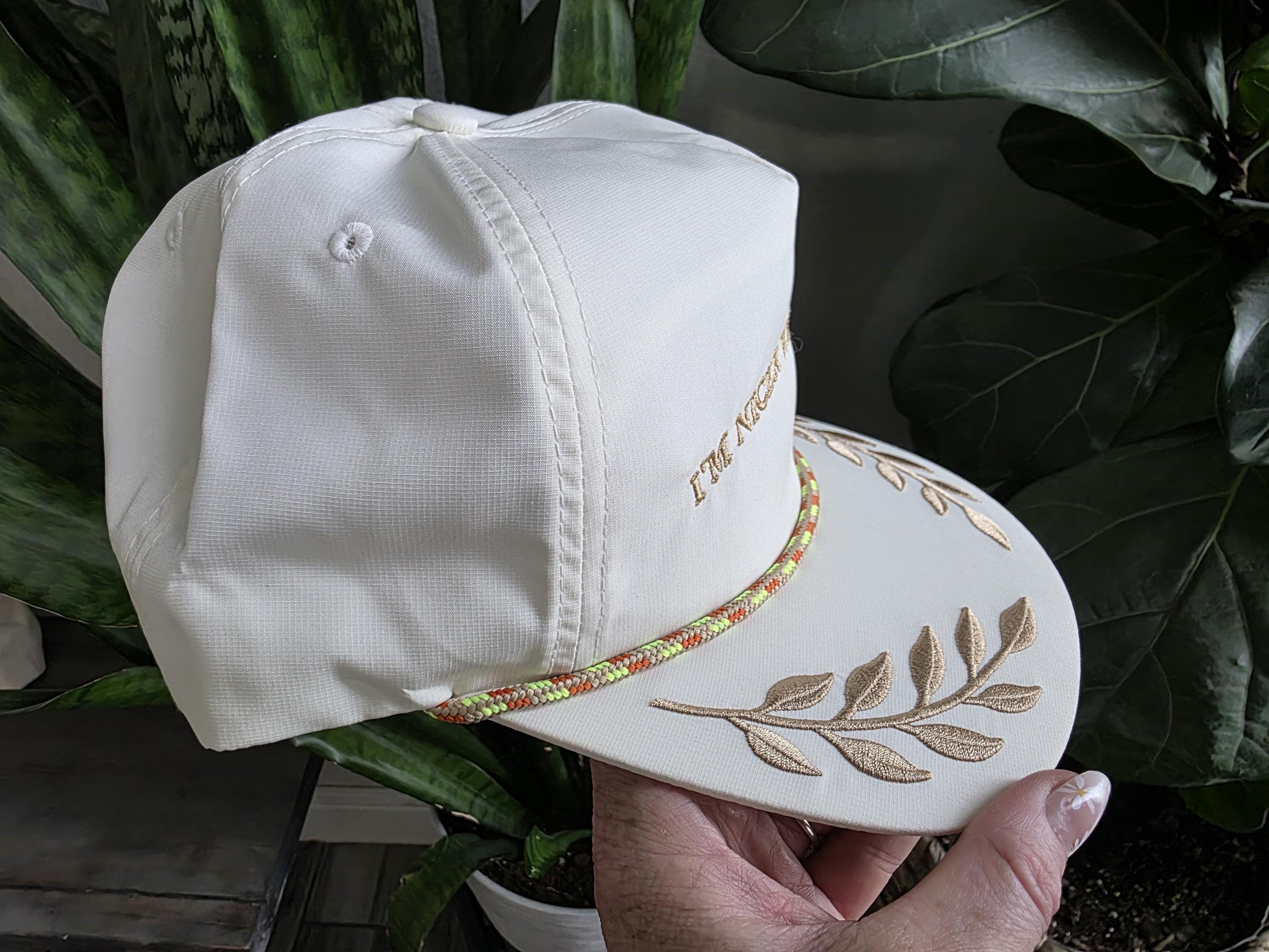 Lack Of Color Cream Embroidered Rope Cap Personalized Oak Leaf Embroidered Rope Hat: Cream & Tan  main image 2