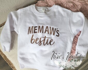 Embroidered Toddler Sweatshirts Embroidered Bestie Mini Sweatshirts Toddler and Youth Super Soft Embroidered Toddler Custom Sweatshirts