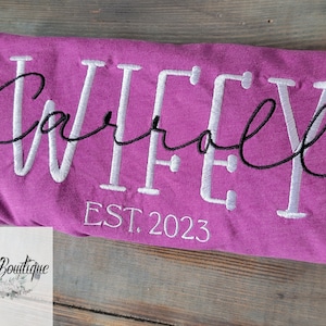 Wifey Embroidered Comfort Colors Shirt • New Bride  Anniversary Gifts • Last Name Tshirt • Bride to Be Embroidered Tshirt • Honeymoon Shirt