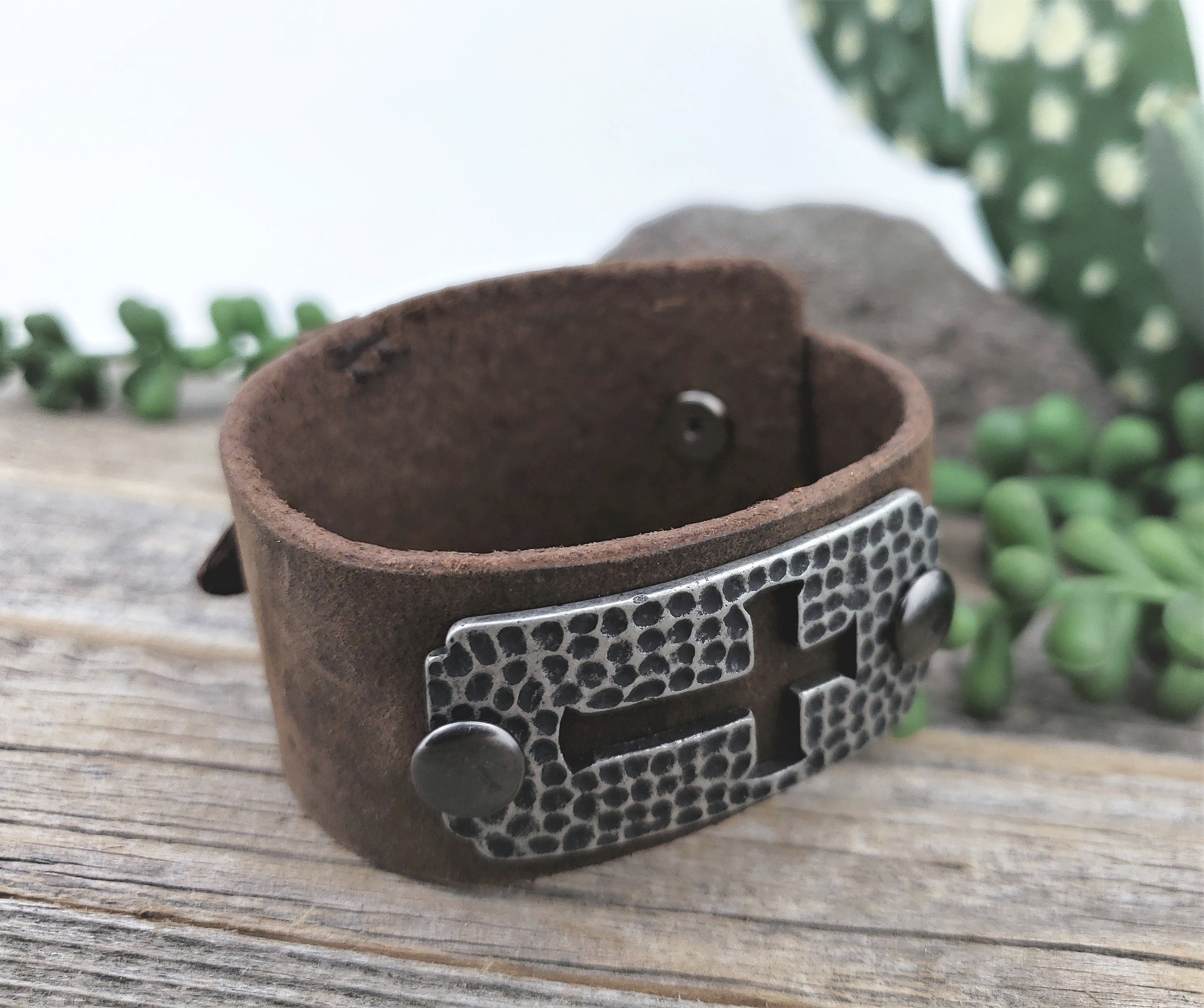 Leather cuffs etsy Clearance