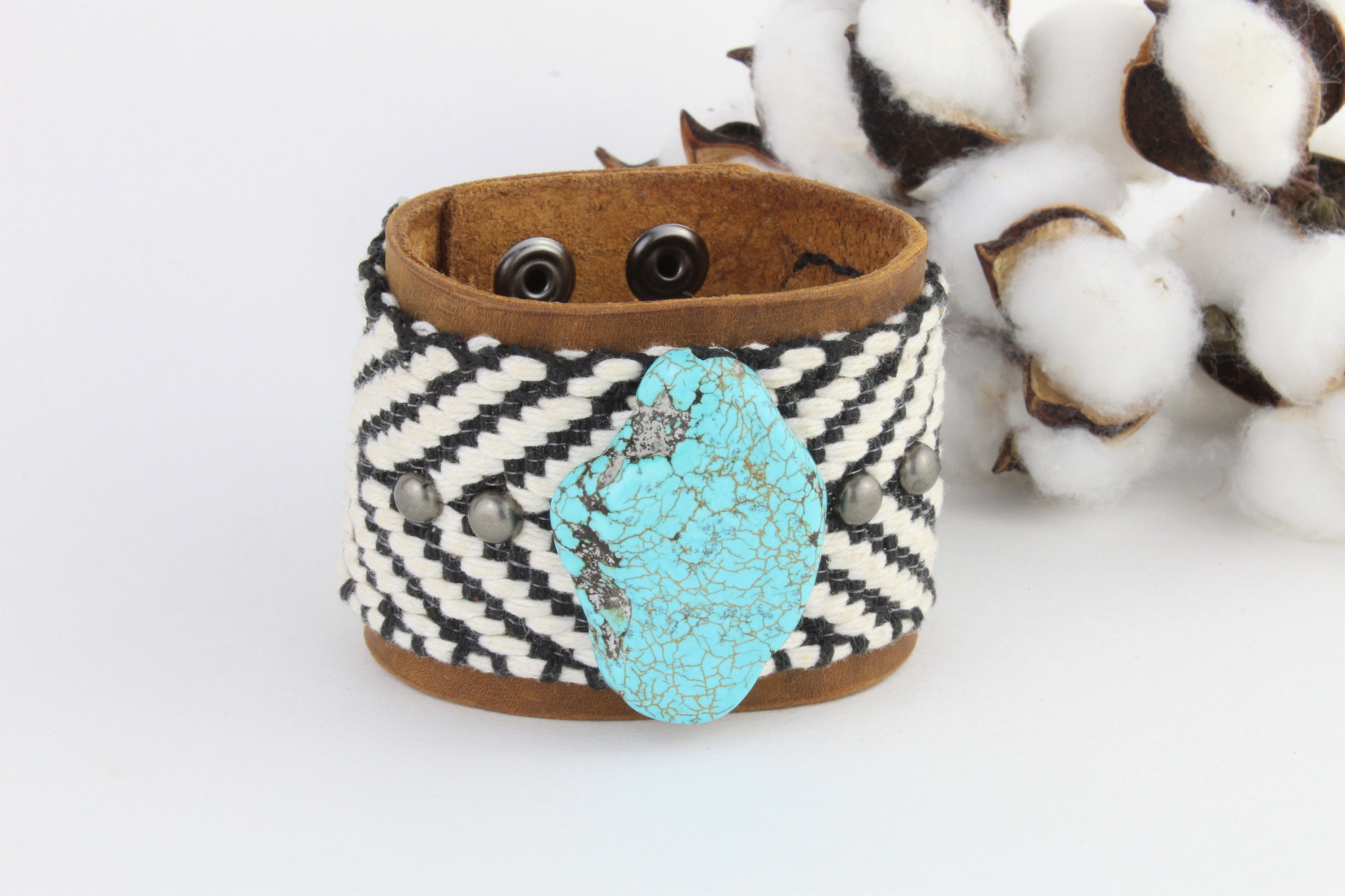 Blue Ostrich Leather Cuff Bracelet - Genuine Cowhide Embossed Print