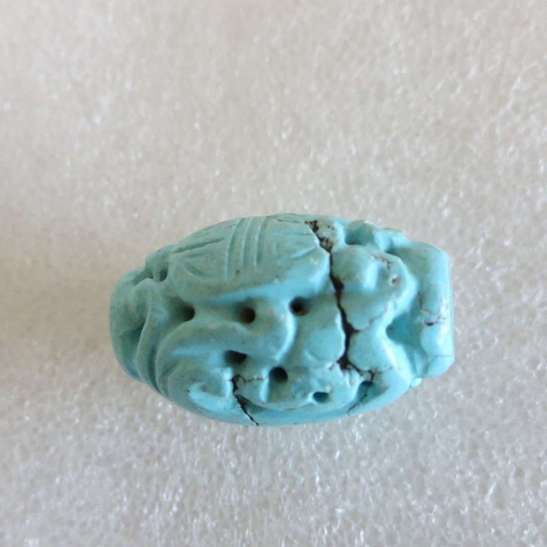 Vintage Chinese Turquoise Shou Bead, Untreated 30mm Rare Antique ...