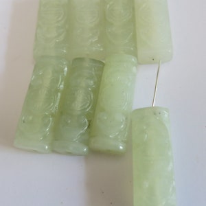 2pc Vintage 24mm Chinese Shou Jade Beads Pendants, Carved Chinese Celadon Jade Pendant, Longevity Shou Beads, Great For earrings Great Price