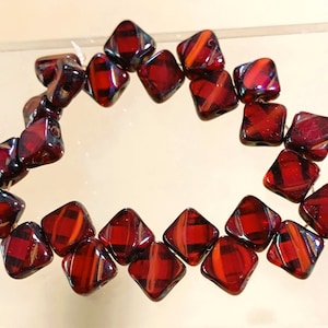 100 Czech Picasso Red Wine 8mm Diamond Beads, Designer Czech Glass Beads, Great Price!