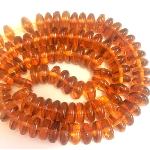 4 Genuine Baltic Amber Beads, Vintage Stock, Perfect 9mm Smooth Rondelle Amber beads, 9mm