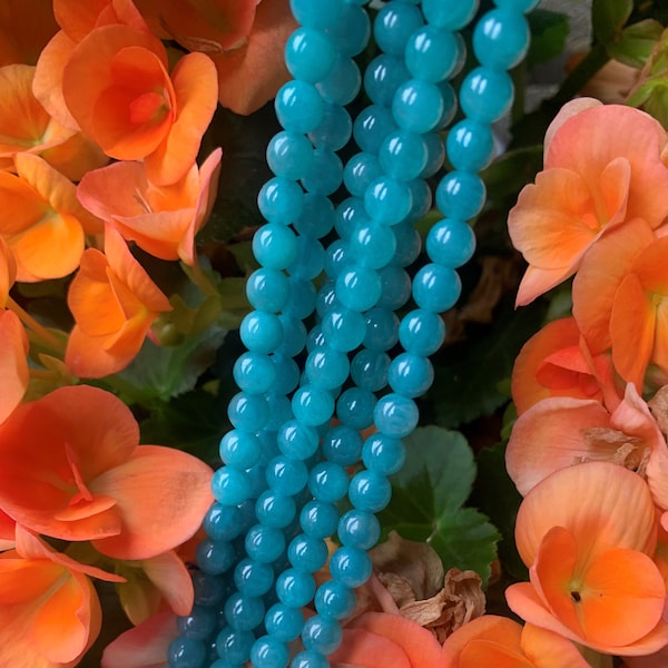 AAA 8m Mozambique Amazonite 15" Fine Round Stone Beads, Fabulous Quality Great Price