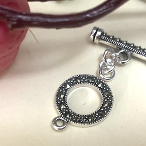 Sterling Marcasite Toggle Clasp, Excellent Quality, New Unused, Marked 925 In Back, Vintage Stock, Genuine Sterling Marcasite Clasp
