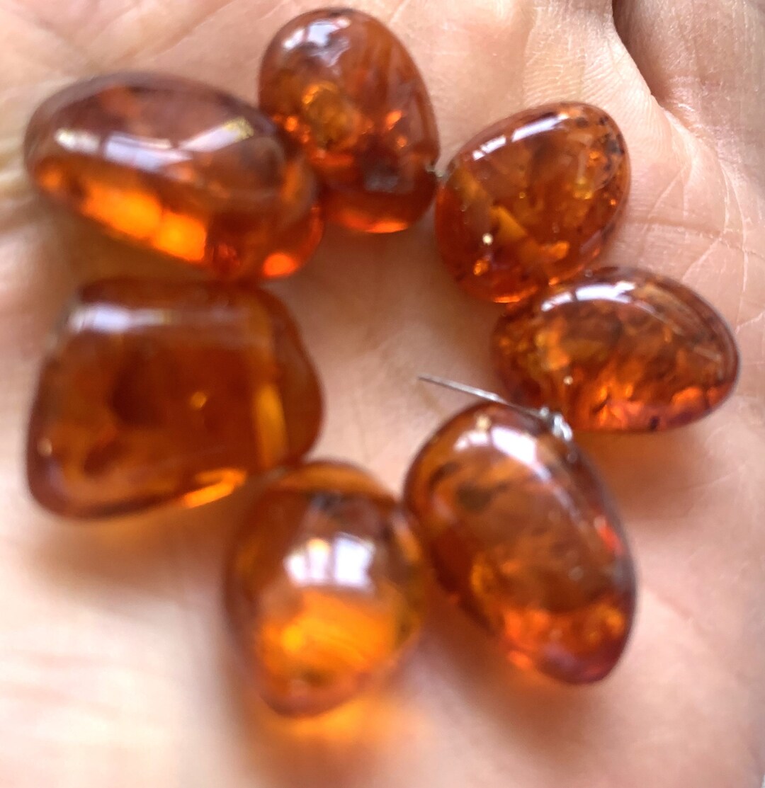 7 Huge Genuine Baltic Amber Beads, Vintage Stock, Smooth Nugget Amber ...