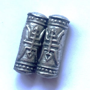5  Vintage Chinese SHOU Beads Silver, 20mm Shou Longevity Hand made Beads, Designer Beads