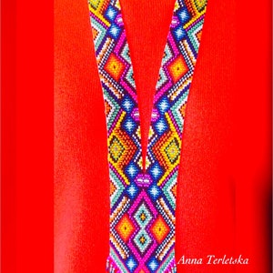 Beaded necklace, traditional Ukrainian necklace, Gerdan, Flowers