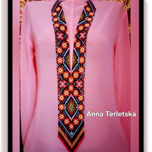 Beaded necklace, traditional Ukrainian necklace, Gerdan, Black , Red, Orange