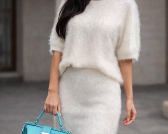 Angora sweater and skirt