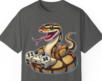 Camiseta de juego de pitón bola, linda camiseta de jugador de serpiente, regalo para amantes de los reptiles, divertida camiseta de juego, regalo de ropa de jugador de animales