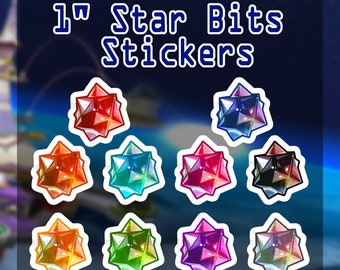 Adesivos de 1 polegada do Mario Galaxy Star Bits