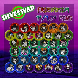 Homestuck Hiveswap Friendsim Trolls Button Pins