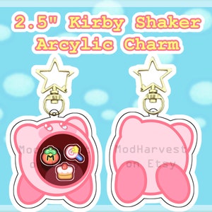 CLEARANCE 2.5&quot; Kirby Acrylic Shaker snack charm