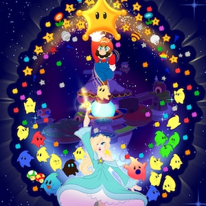 CLEARANCE Mario Galaxy 11” x 8.5” holographic print