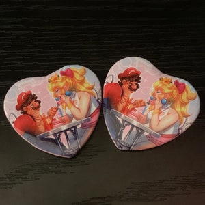 CLEARANCE 2” mareach heart button pin