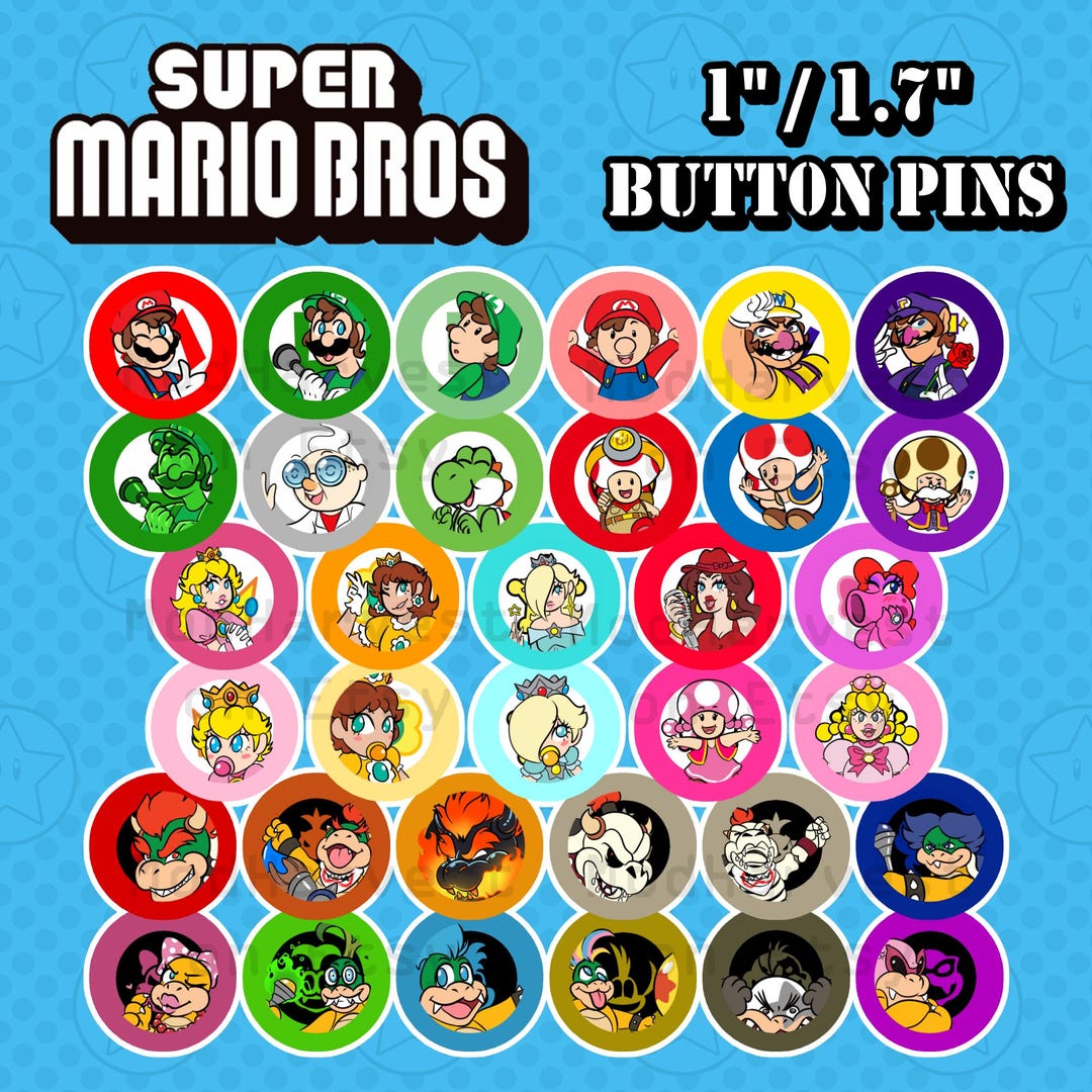 Inspired Super Mario Bros Character Pins - Etsy