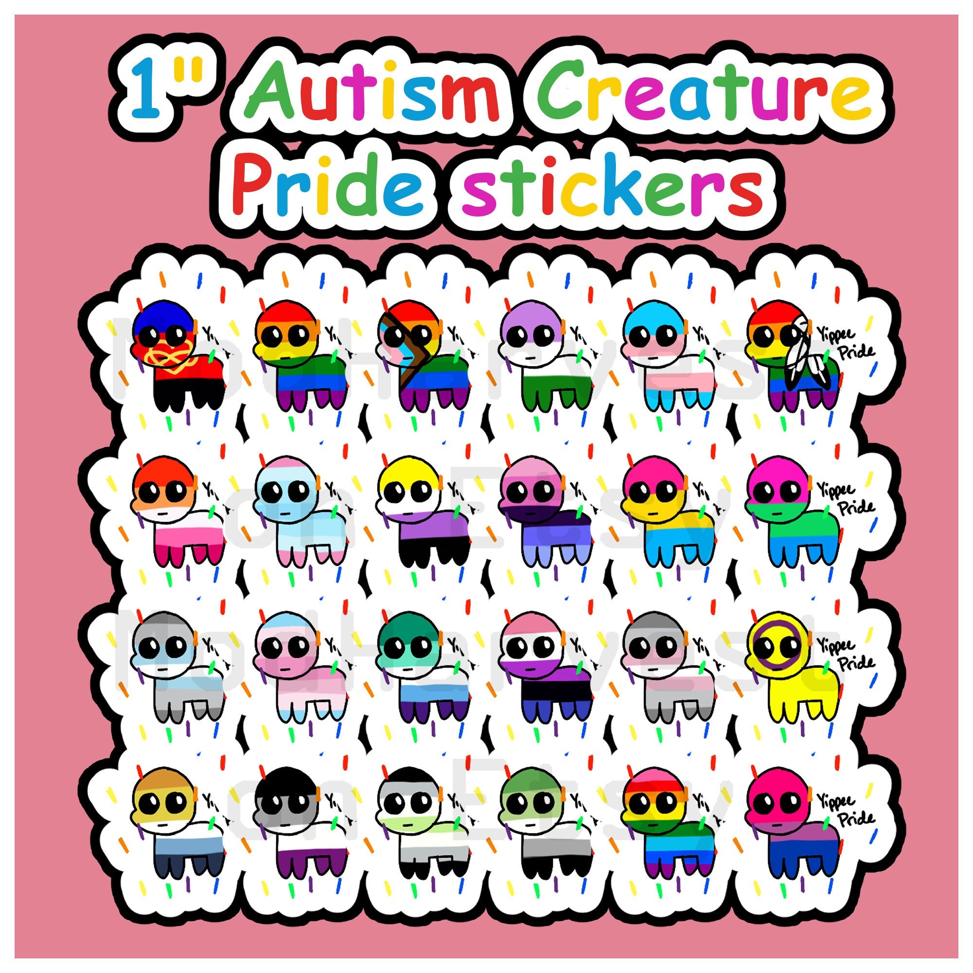 YIPEEE - TBH Autism Creature Pride Matt stickers - gay trans lesbian bi pan  intersex non binary genderfluid and more - TiredDotCom