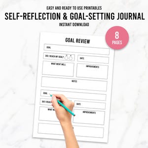 Journal d&#39;auto-réflexion et de définition d&#39;objectifs, invites de journal imprimable, modèle de journal personnel quotidien, téléchargement numérique PDF
