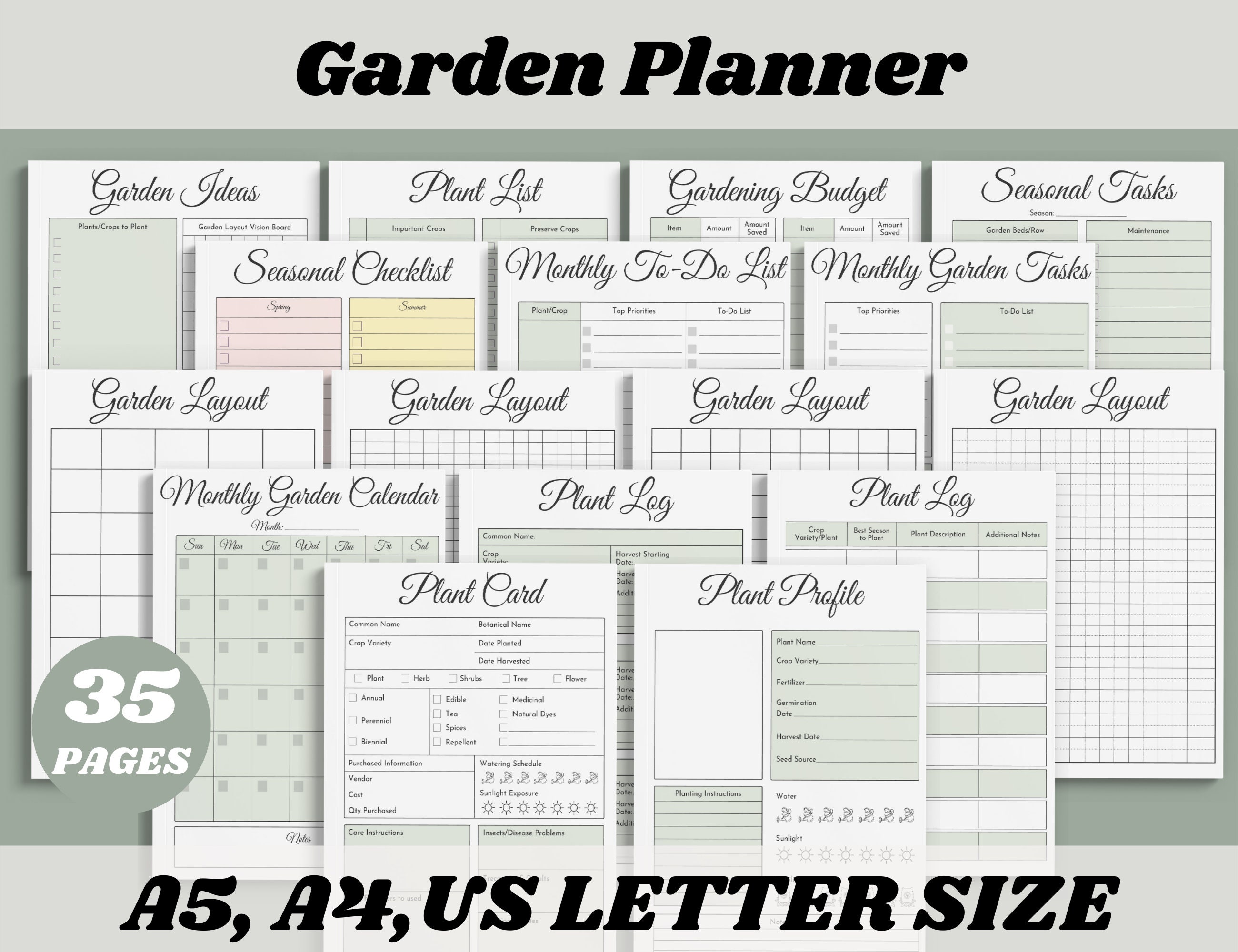 Garden Planner Printable Bundle, 35-page Garden Planner, Vegetable ...