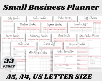 Businessplan Vorlage, druckbares Bundle für Small Business Planner, Business Income Planner und Expense Tracker, A4 - A5 - Letter PDFs