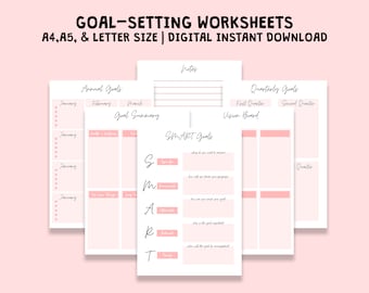 Goal-Setting Worksheets for Students, Digital Download PDF, Printable Planner, Goal Setting Planner