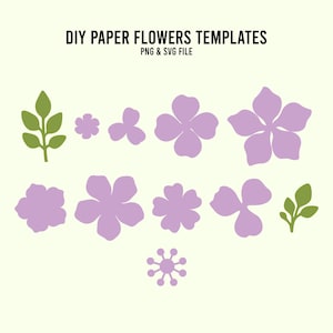Plantilla de flor de papel DIY, flor de papel SVG, patrón de flores, descarga digital PDF