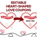 Heart-shaped Love Coupons, Valentines Day Coupons, Valentines Day Gift ...