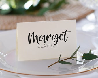 Marque-places modifiables pour mariage, modèle de marque-places pour nom personnalisé, étiquettes pliées pour nom de mariage, téléchargement numérique PDF