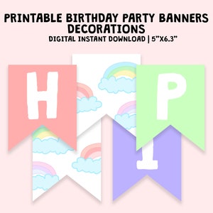 Printable Birthday Banner, Birthday Decoration, Printable Banner Sign, Digital Download PDF