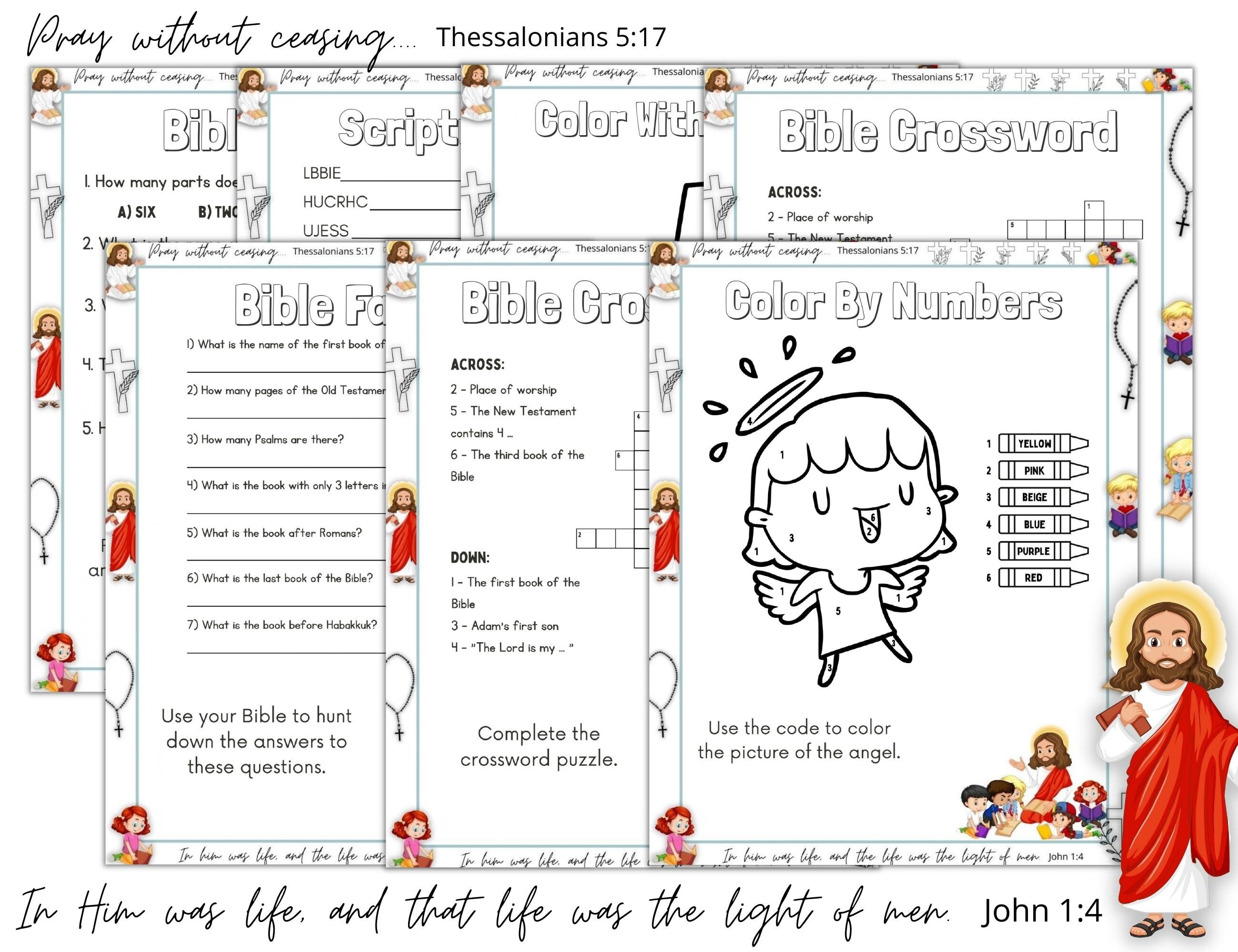Bible Games Printable Pages, Bible Games Bundle for Kids, PDF Download ...