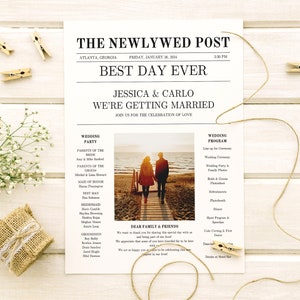 DIY Wedding Programs, Printable Vintage Wedding, News Paper Wedding Template, Digital Download PDF