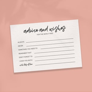 Biglietti di consigli e auguri di matrimonio stampabili, biglietti di consigli di matrimonio, modello di matrimonio, download digitale PDF