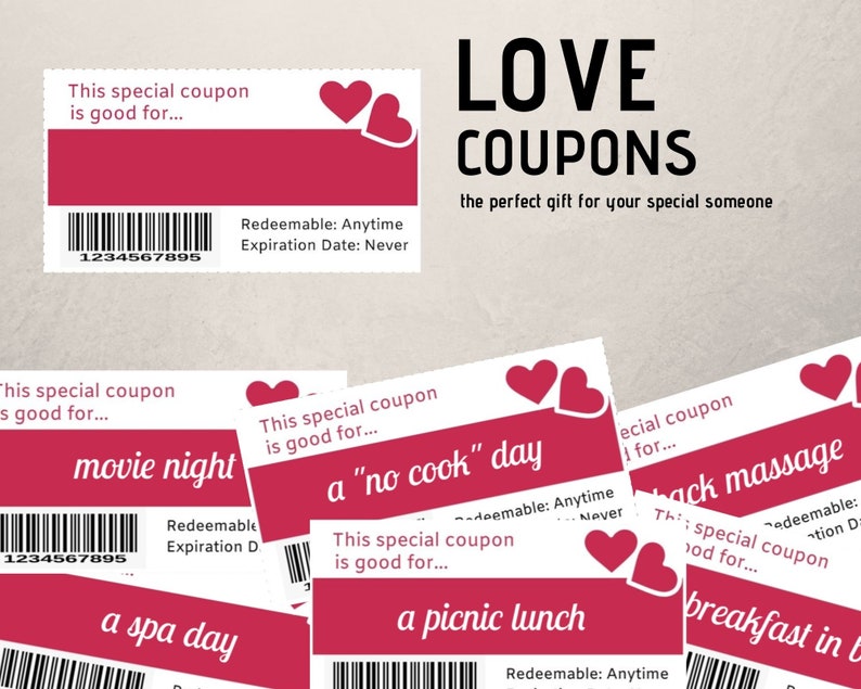 Editable Love Coupons, Valentines Day Coupons, Valentines Day Gift, Love Coupons Printable PDF image 9