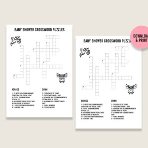 Baby Shower Crossword Puzzle, Printable Games, Baby Shower Ideas ...
