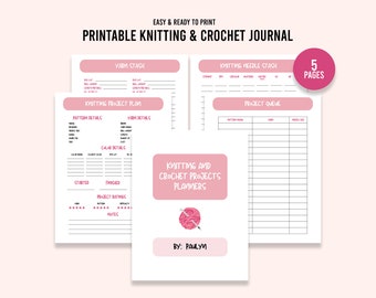 Printable Knitting and Crochet Project Planners, Crochet Journal, Printable Planner, Digital Download PDF