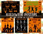 Halloween Posters, Halloween Prints, Halloween Printable Decorations, DIY Halloween Decorations, Digital Download PDF - JPG