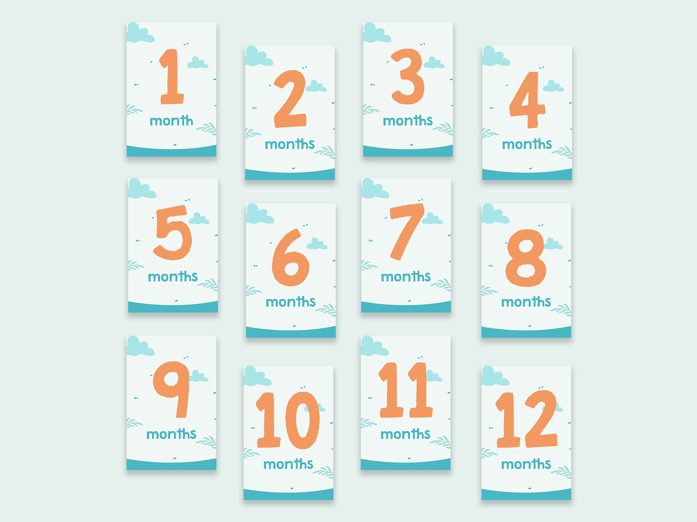 Blue Baby Milestone Cards, Monthly Milestone, Printable Baby Cards ...