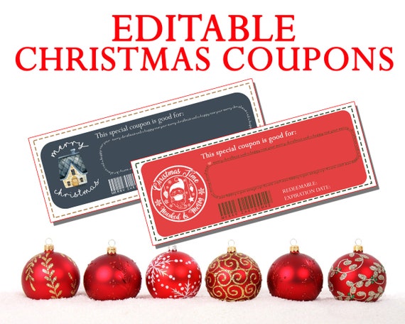 Editable Christmas Coupons Printable Christmas Vouchers Gift - Etsy