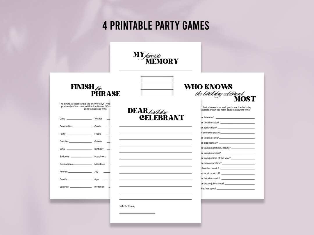 Printable Party Games for Adults Birthday Games Games for Adults Printable Party Games for Adults Birthday Games Games for Adults