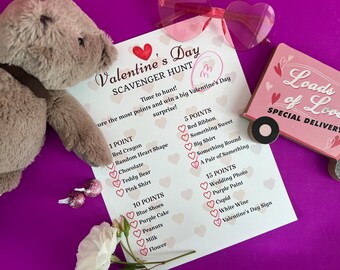 Bearbeitbare Valentinstag-Schnitzeljagd, personalisierte Valentinstag-Aktivität, druckbares Valentinstag-Spiel, PDF-Download