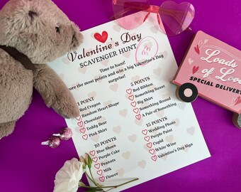 Editable Valentines Day Scavenger Hunt, Personalized Valentines Day Activity, Valentines Day Printable Game, PDF Download