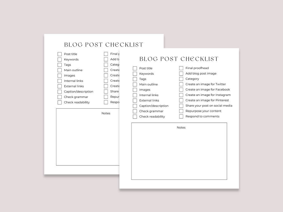 Printable Blog Post Promotion Checklist, Digital Blog Template, Content ...