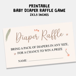 Printable Baby Diaper Raffle Game, Printable Baby Game, Fun Baby Shower Game, Digital Download PDF