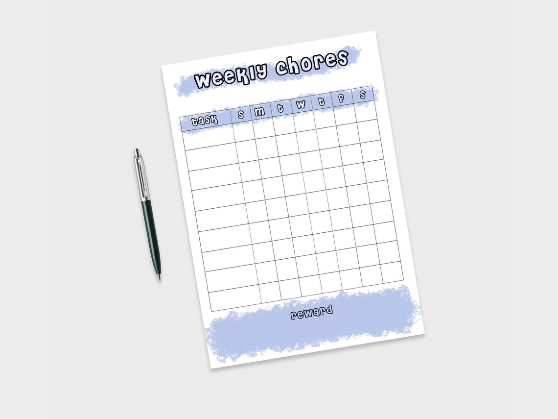 Weekly Chore Charts for Kids, Printable Chore Chart Template, Routine ...
