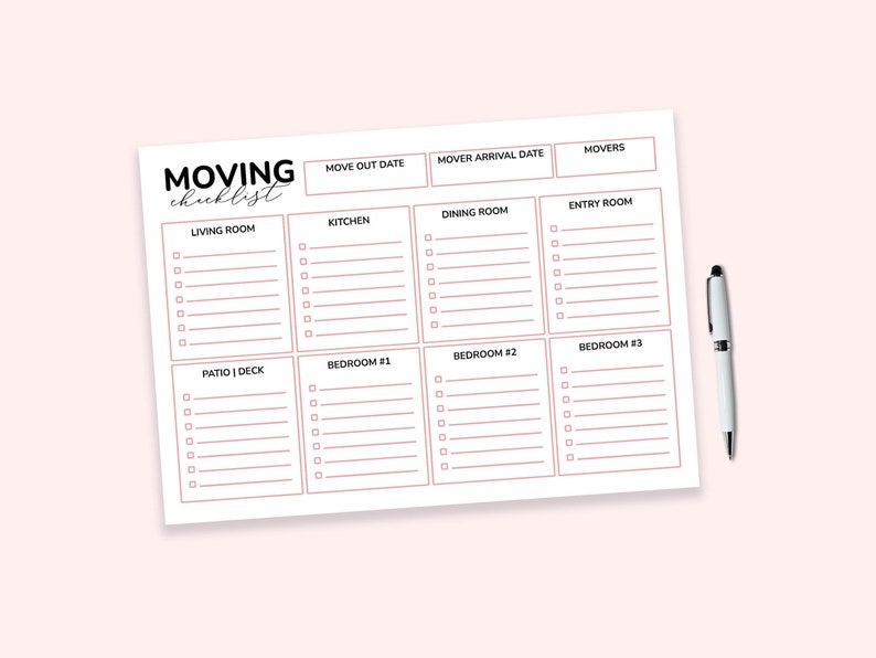 Home Moving Checklist, Moving Printable, Checklist Printable, Digital ...