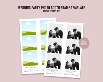 Wedding Party Photo Booth Frame Template, 4x6 Photo Booth Cards, Wedding Strip Template, Digital Download PDF