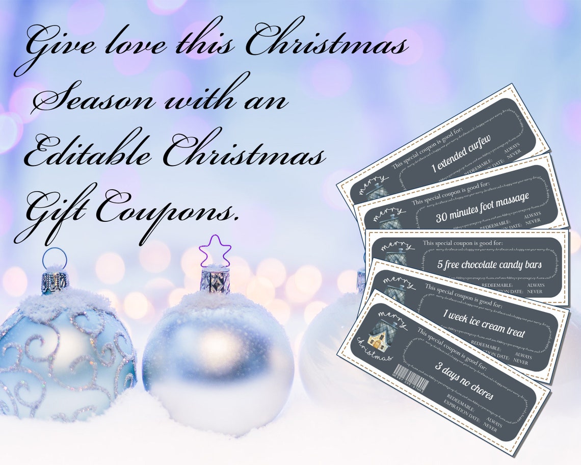 Editable Christmas Coupons Printable Christmas Vouchers Gift Etsy